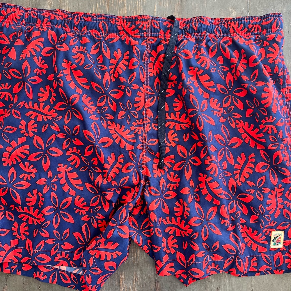 Tommy Bahama Red Floral on Blue Men's Swim Shorts